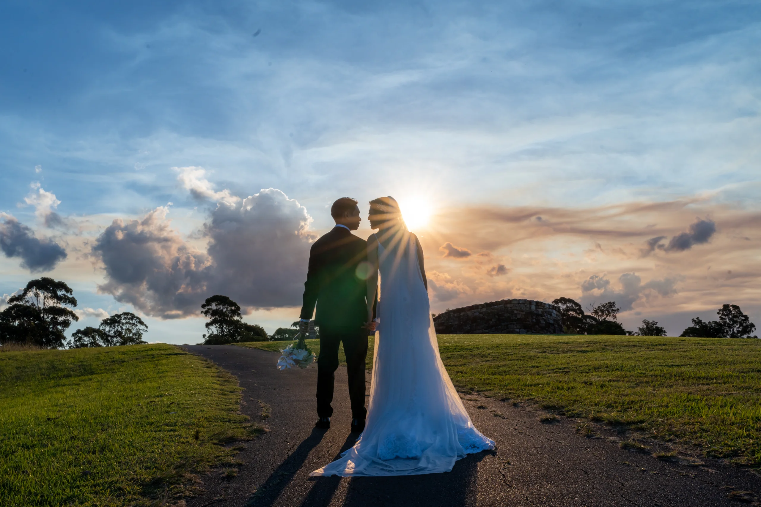 Romantic bride and groom portrait by Jenny Bui